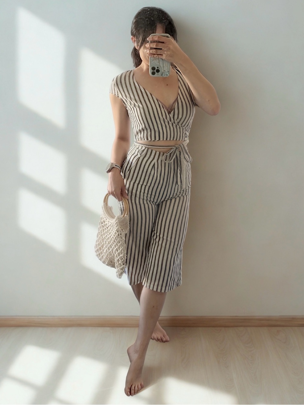 Lulus Striped Wrap Front Cutout Culotte Jumpsuit - Size S